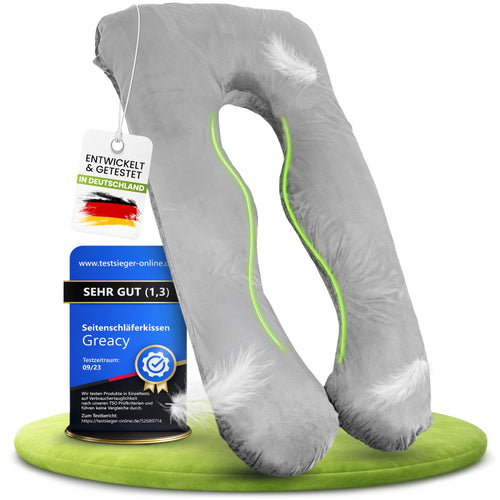 Schwangerschaftskissen U-Form XXL mit Bezug Polyester Hellgrau