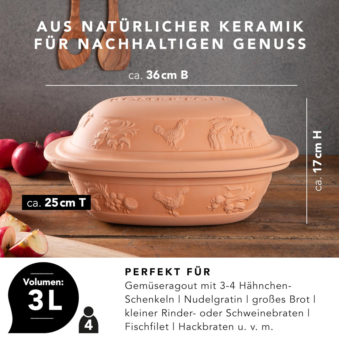 Keramik-Bräter mit Deckel 3 L Naturton für 4 Personen - Bild 5