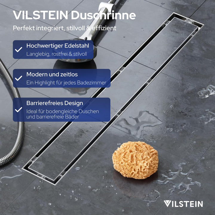Duschrinne 60 cm befliesbar Edelstahl mit Siphon und Haarsieb - Bild 2