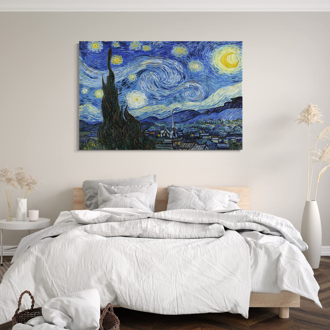 Leinwandbild Van Gogh Sternennacht 80x60 cm auf Keilrahmen - Bild 6