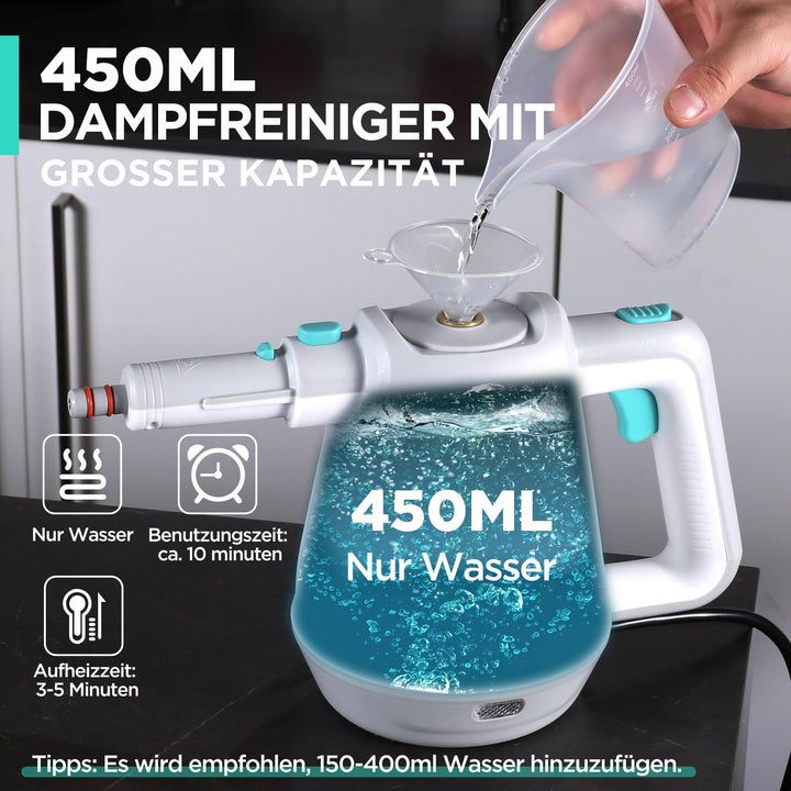 Dampfreiniger Handgerät 1200W 450ml Tank mit Zubehör chemiefrei - Bild 3