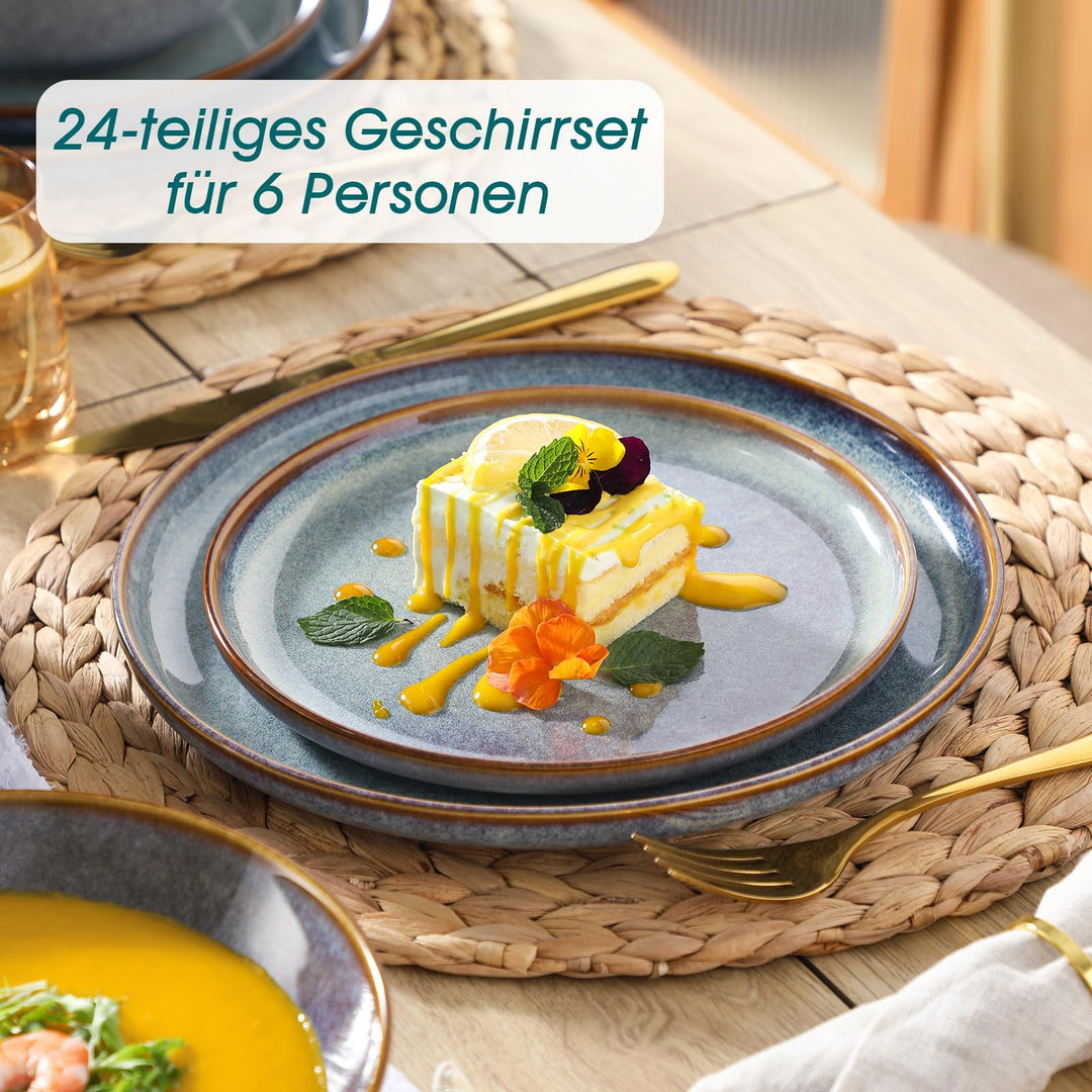 Geschirrset Steinzeug 24-teilig für 6 Personen Lavendelblau - Bild 6