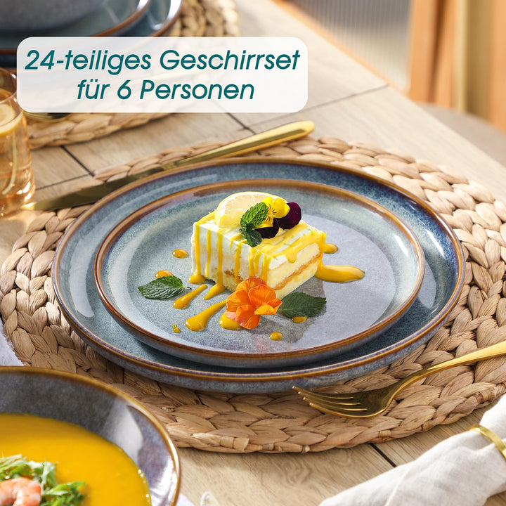 Geschirrset Steinzeug 24-teilig für 6 Personen Lavendelblau - Bild 6