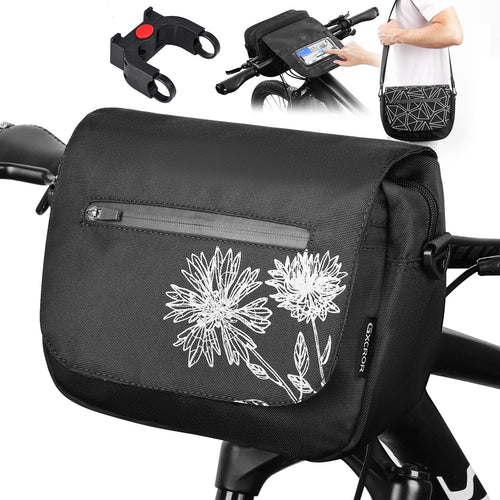 Lenkertasche Fahrrad 5L wasserabweisend mit Handyhalterung & Schultergurt