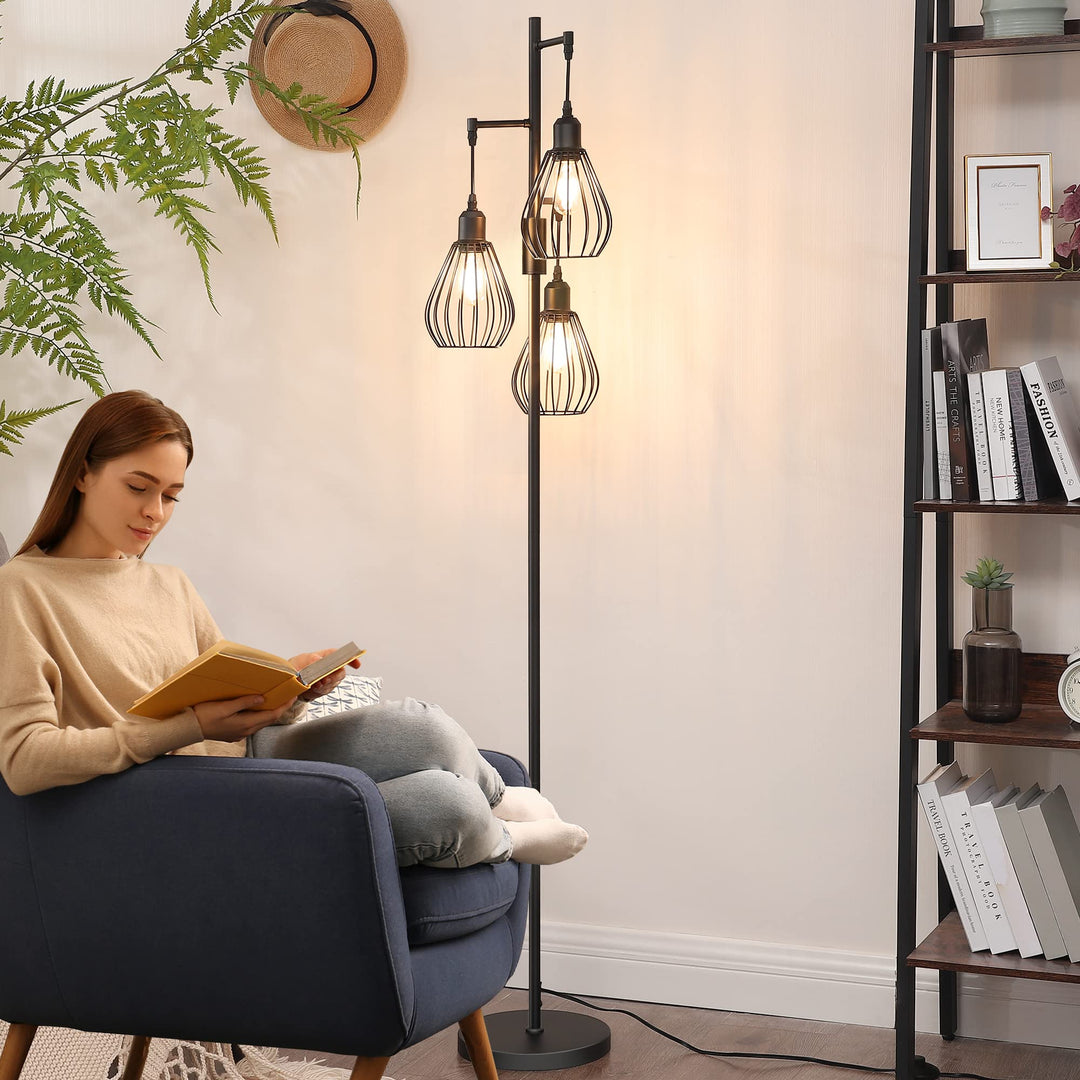 Stehlampe Wohnzimmer 3-flammig dimmbar Vintage Industriedesign schwarz - Bild 5