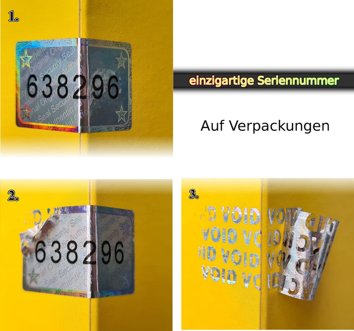 Hologramm-Siegel mit Seriennummer 30x16mm Silber 1215 Stk - Bild 4