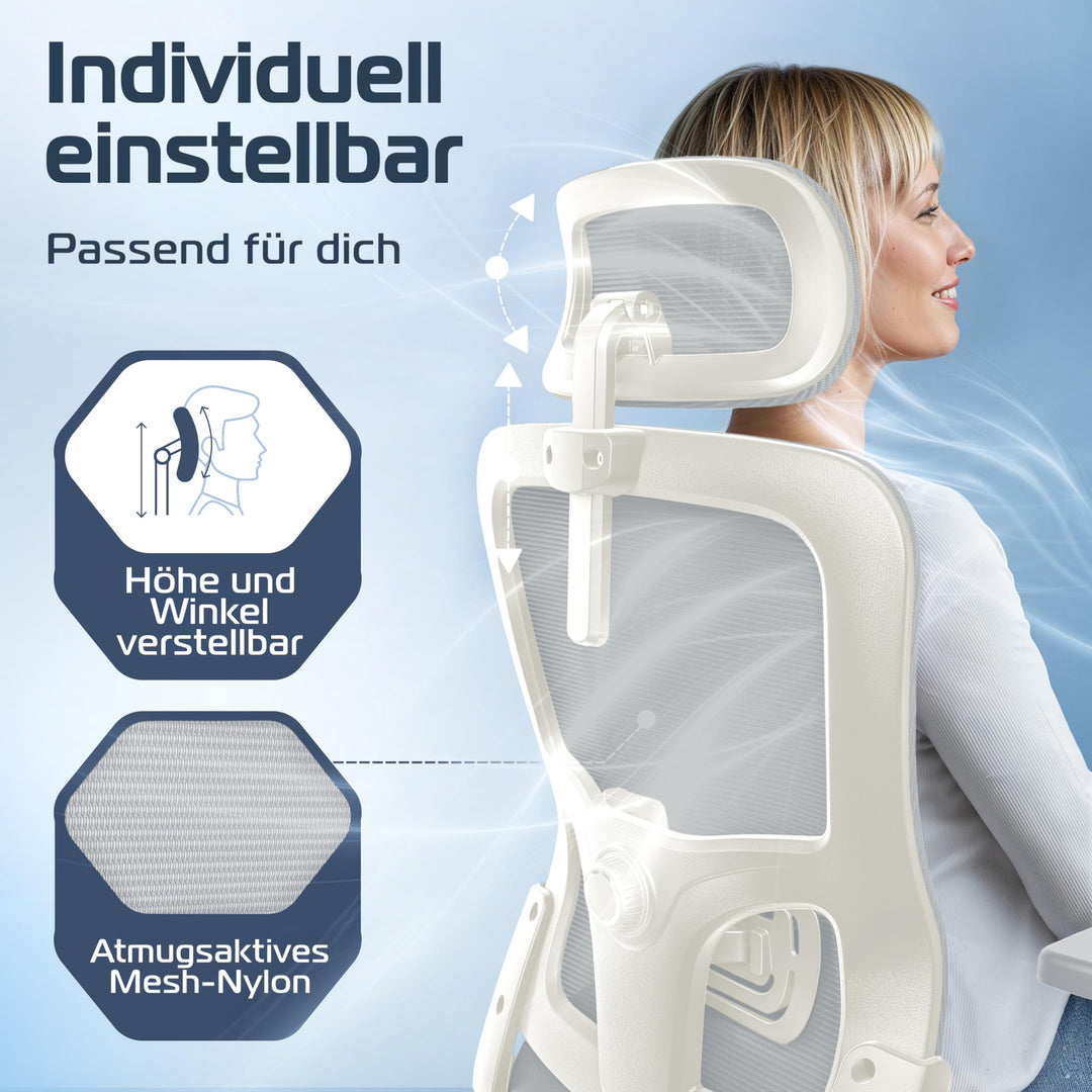 Bürostuhl Ergonomisch Mesh 135° Wippmechanik bis 190 cm - Bild 4