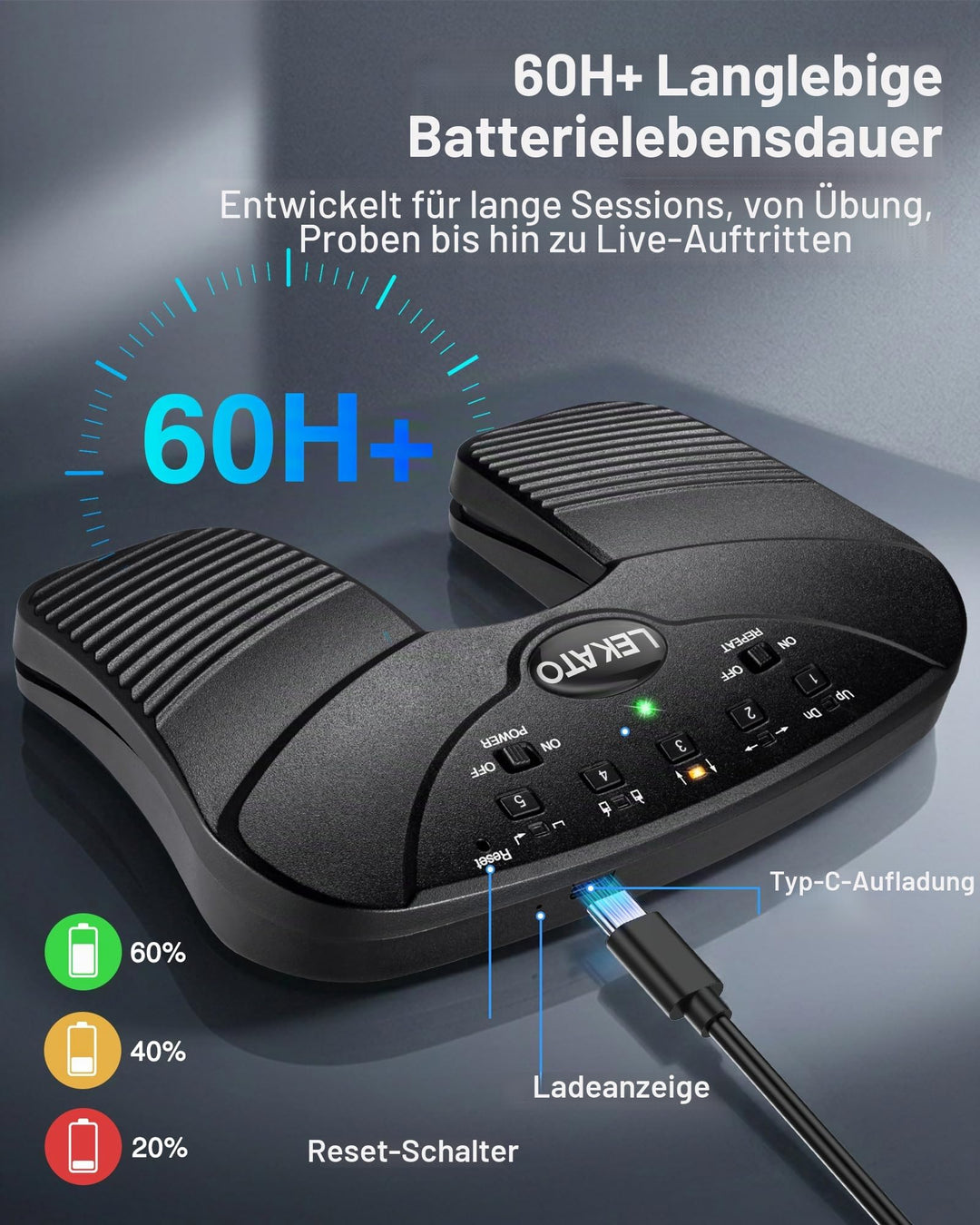 Bluetooth Notenblatt-Umblätterpedal lautlos 5 Modi für Tablet &amp; Handy - Bild 5