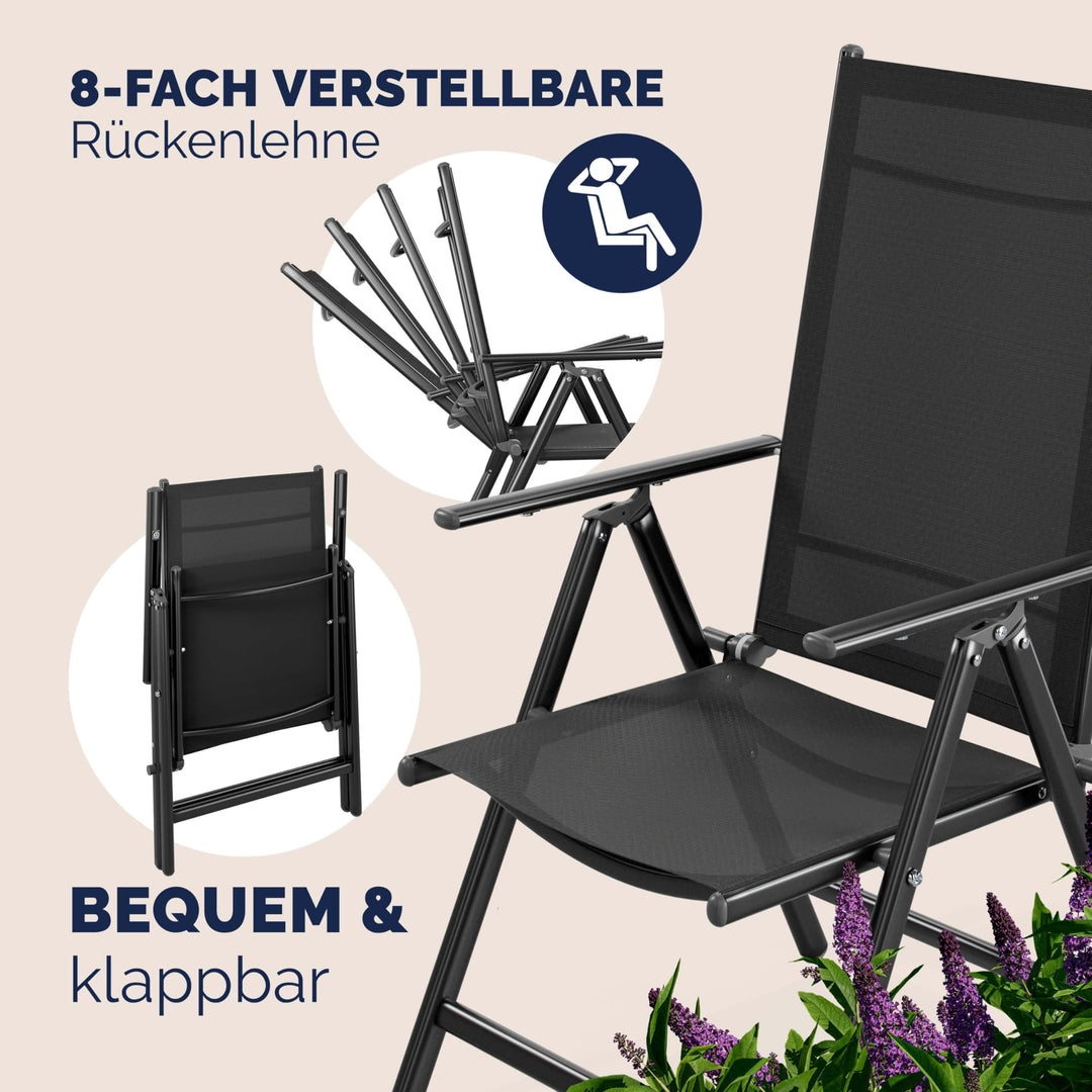 Gartenstuhl Hochlehner Aluminium klappbar 120 kg 2er Set Anthrazit - Bild 3