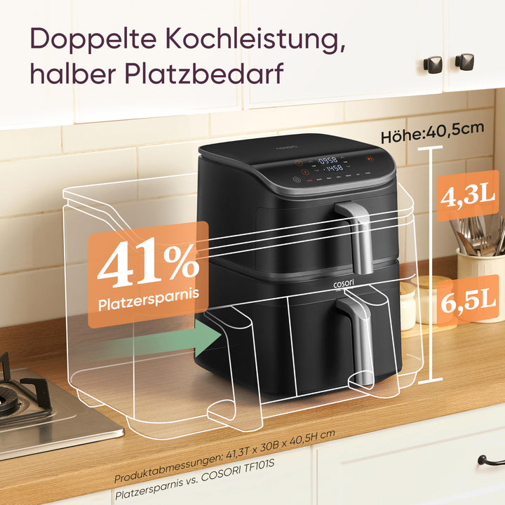 Heissluftfritteuse 10,8L Keramik PFAS-frei mit WLAN &amp; DualBlaze - Bild 8