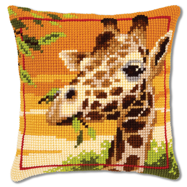 Kreuzstich Stickset Kissen Giraffe vorgedruckt 40x40 cm Anfänger
