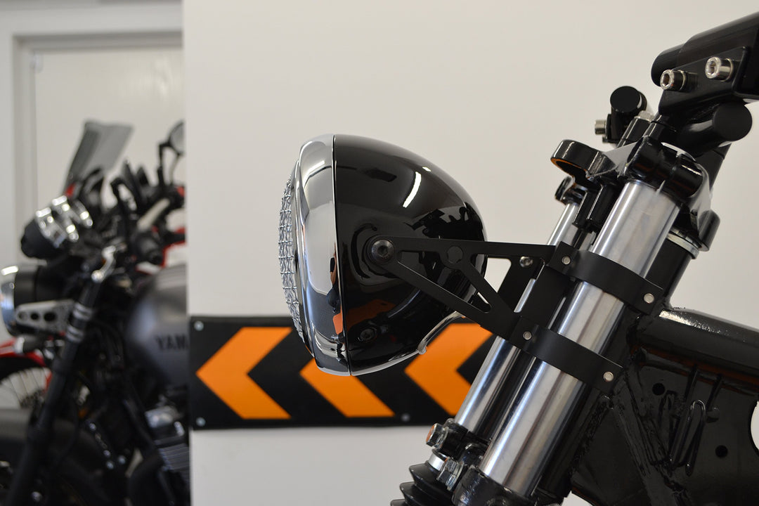 Motorrad Scheinwerfer 6,5 Zoll H4 55W Metall Schwarz-Chrom - Bild 6