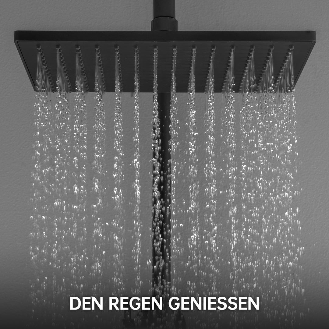 Duschsystem Schwarz Regendusche 25x25cm höhenverstellbar mit Handbrause - Bild 4