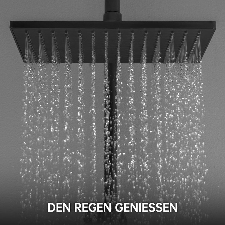 Duschsystem Schwarz Regendusche 25x25cm höhenverstellbar mit Handbrause - Bild 4