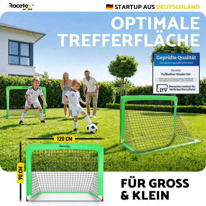 Fussballtor Kinder 2er Set faltbar mit Glasfaserstangen neongrün - Bild 5