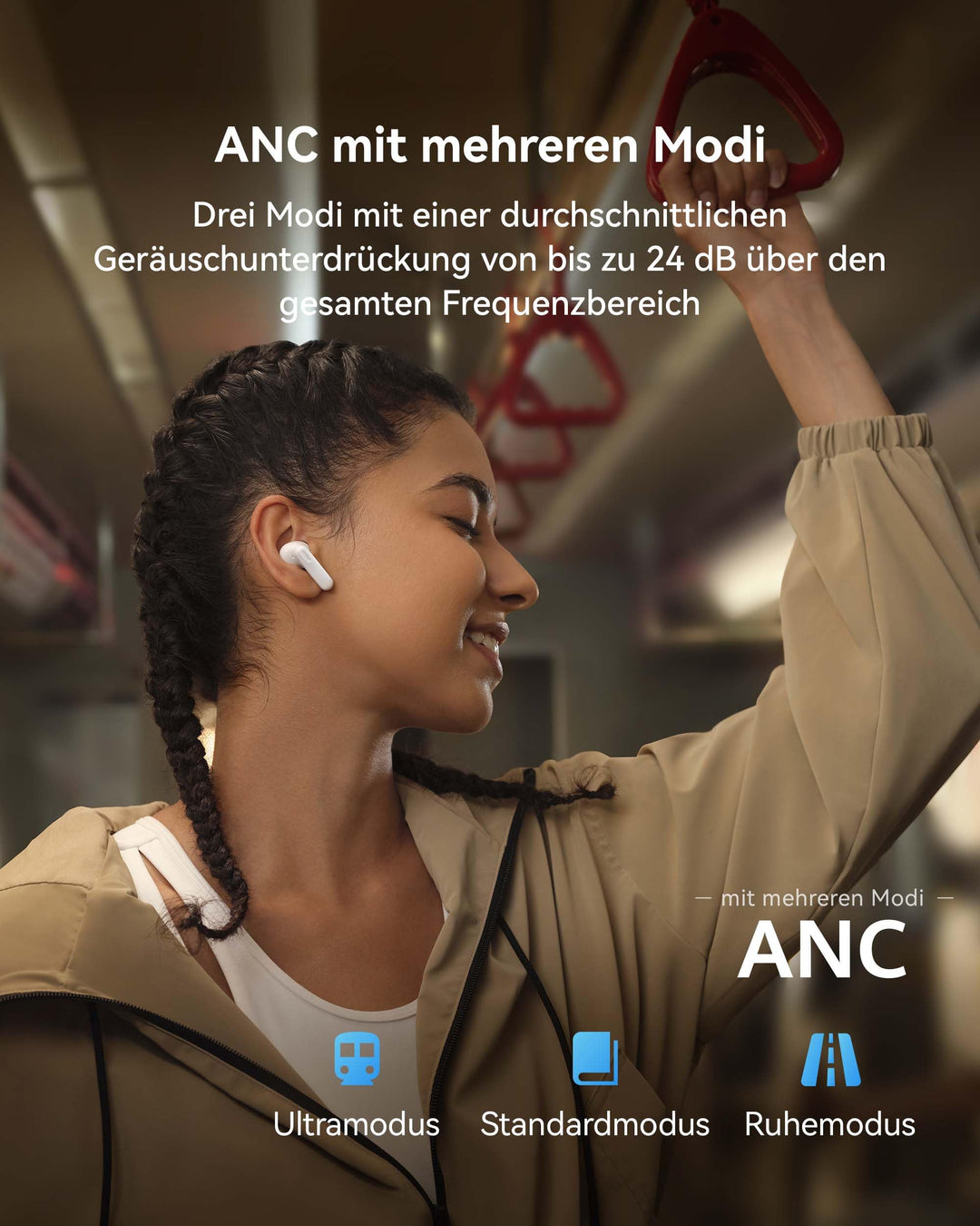 In-Ear Kopfhörer Bluetooth 5.4 ANC 50h Akku IP54 Weiss - Bild 4