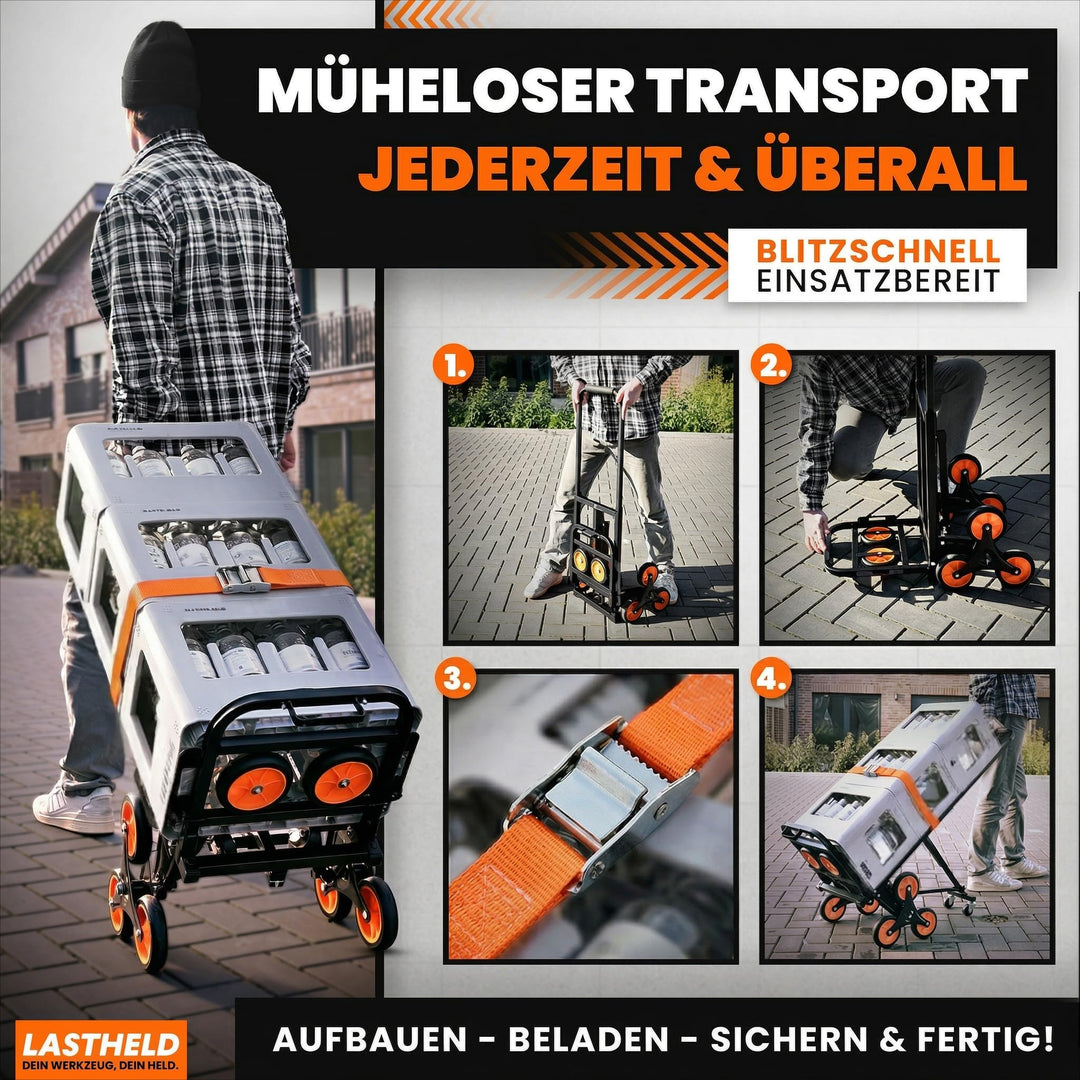 Sackkarre klappbar Treppensteiger 2-in-1 Stahl 150 kg Traglast - Bild 3