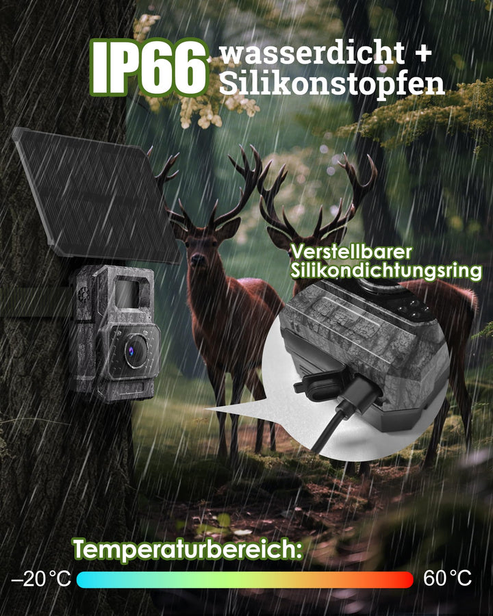 Wildkamera Solar 4K 64MP WLAN App-Steuerung Nachtsicht 6000mAh - Bild 7