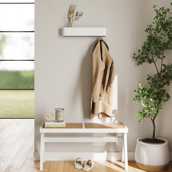 Wandgarderobe Holz Weiss mit 5 Haken und Ablage Skandi-Design - Bild 6