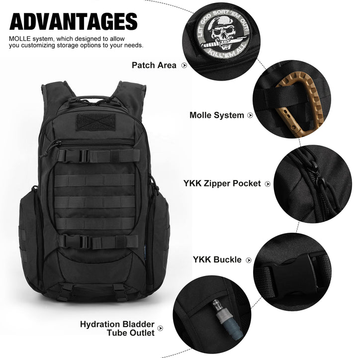Taktischer Trekkingrucksack 28L MOLLE Polyester mit Rückenpolster - Bild 3