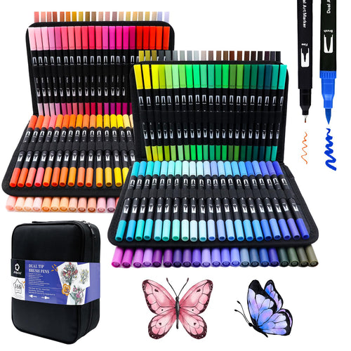 Dual Brush Pen Set 168 Farben mit Tragetasche für Lettering