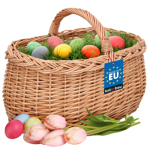 Henkelkorb Weidengeflecht Natur 43x29x22 cm für Einkauf und Picknick