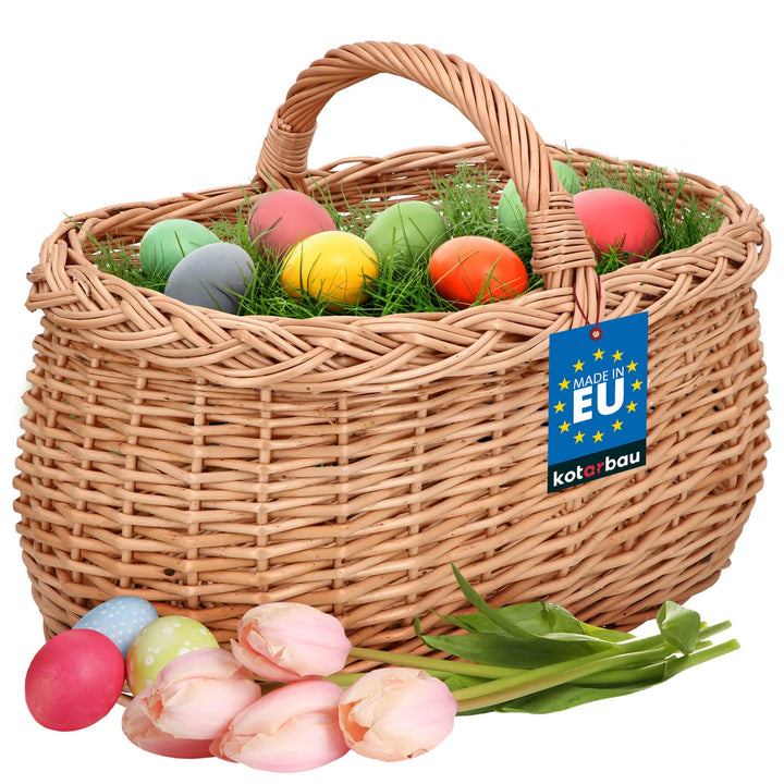 Henkelkorb Weidengeflecht Natur 43x29x22 cm für Einkauf und Picknick
