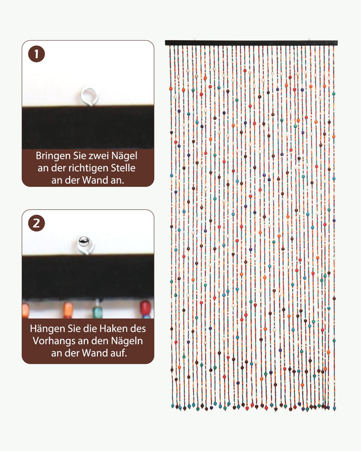 Perlenvorhang Bambus Bunt 90x200cm 38 Straenge als Raumteiler - Bild 3