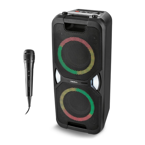 Party-Lautsprecher Bluetooth mit Akku Karaoke Lichteffekte 2x250W