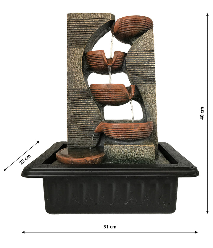 Zimmerbrunnen Steinkrüge mit LED-Beleuchtung, Polyresin, 40x23x31 cm - Bild 6