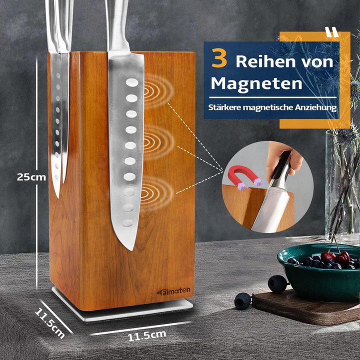Messerblock magnetisch 360° drehbar Akazienholz ohne Messer - Bild 3