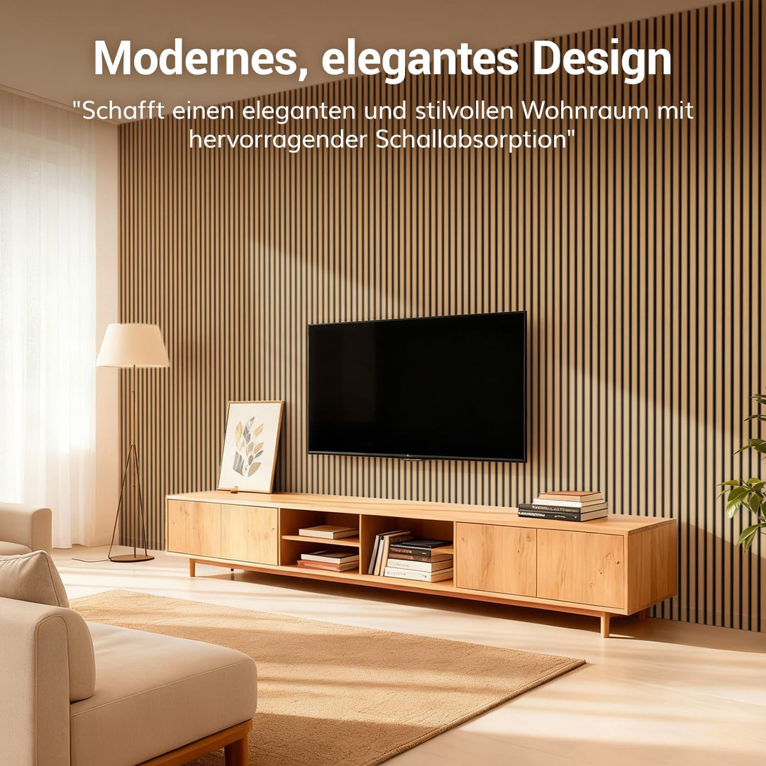 Akustik-Wandpaneele Holzfurnier Teak 4er-Set 120x60 cm Innenwand