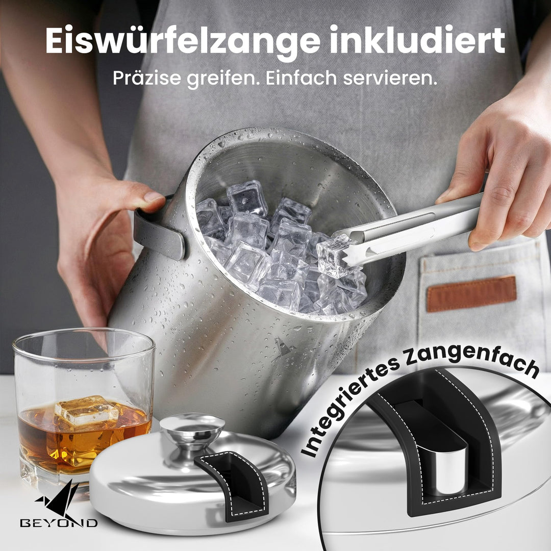 Eiseimer Edelstahl doppelwandig mit Deckel und Zange 1,3 L - Bild 3