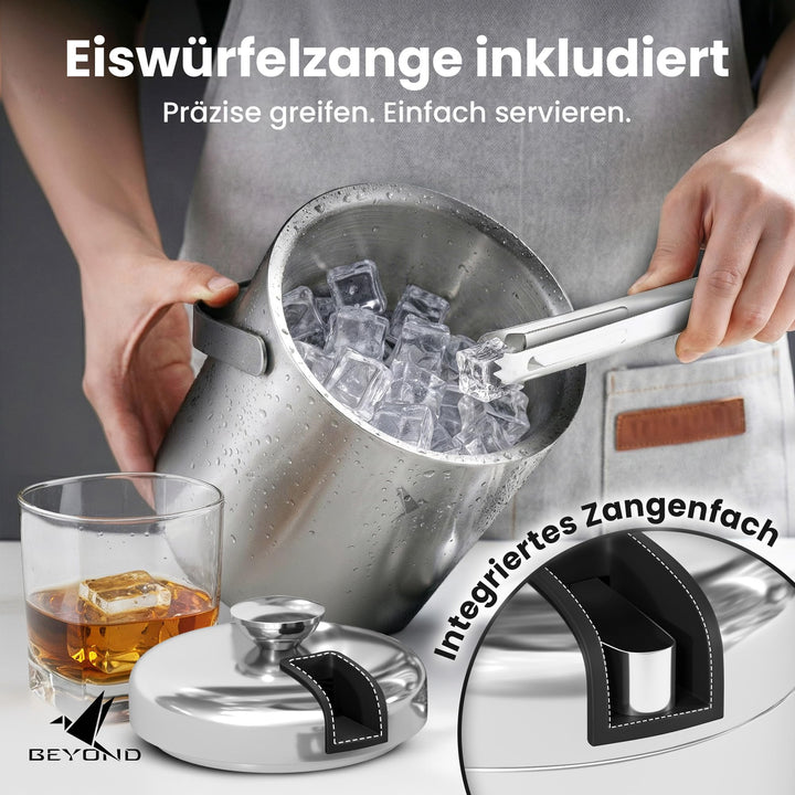 Eiseimer Edelstahl doppelwandig mit Deckel und Zange 1,3 L - Bild 3