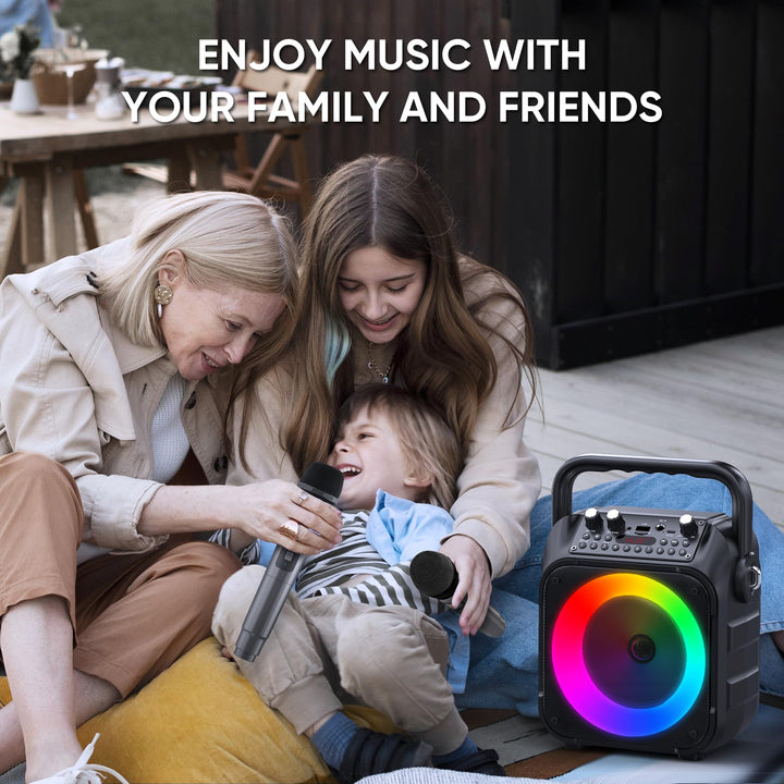 Karaoke-Maschine mit 2 Mikrofonen Bluetooth 5.0 LED Party-Lautsprecher - Bild 8