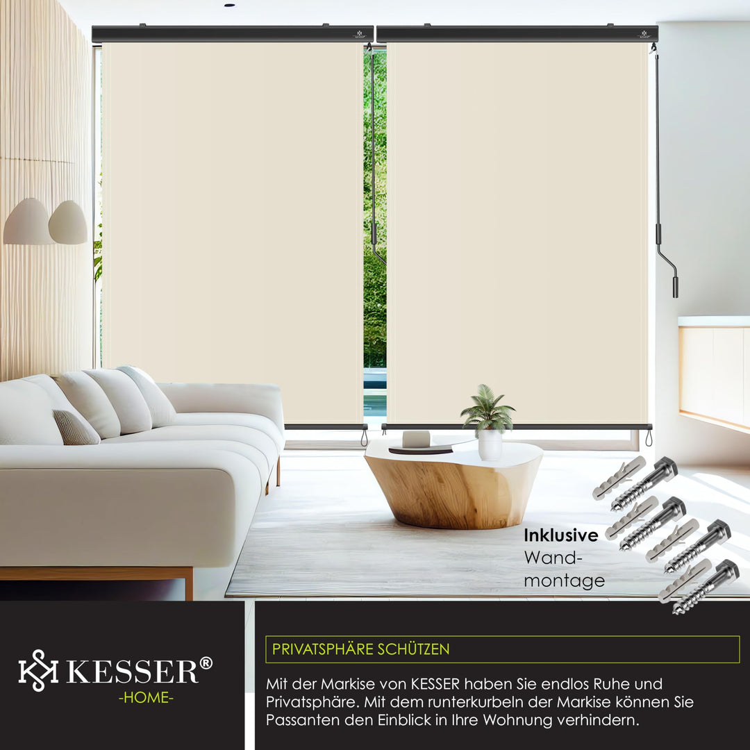Senkrechtmarkise 200x250cm Aluminium-Kassette Balkon Terrasse beige - Bild 5