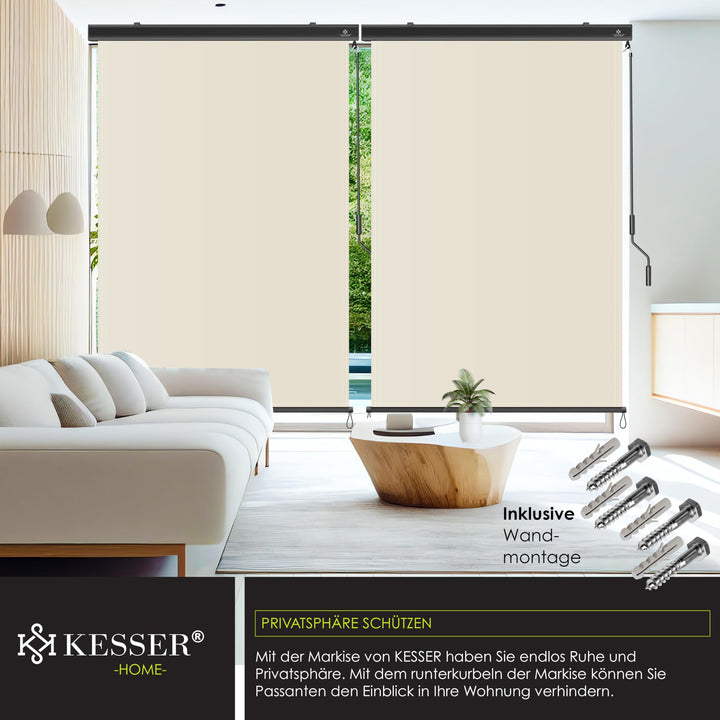 Senkrechtmarkise 200x250cm Aluminium-Kassette Balkon Terrasse beige - Bild 5