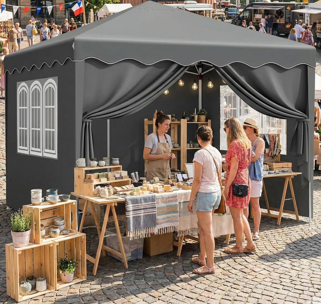 Faltpavillon 3x3m Oxford 420D UV50+ höhenverstellbar mit Seitenteilen - Bild 10