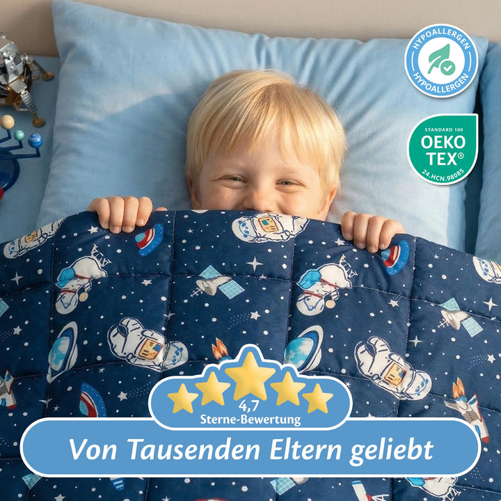 Gewichtsdecke Kinder 2,4 kg Space-Design 90x120 cm für Tiefenentspannung - Bild 7