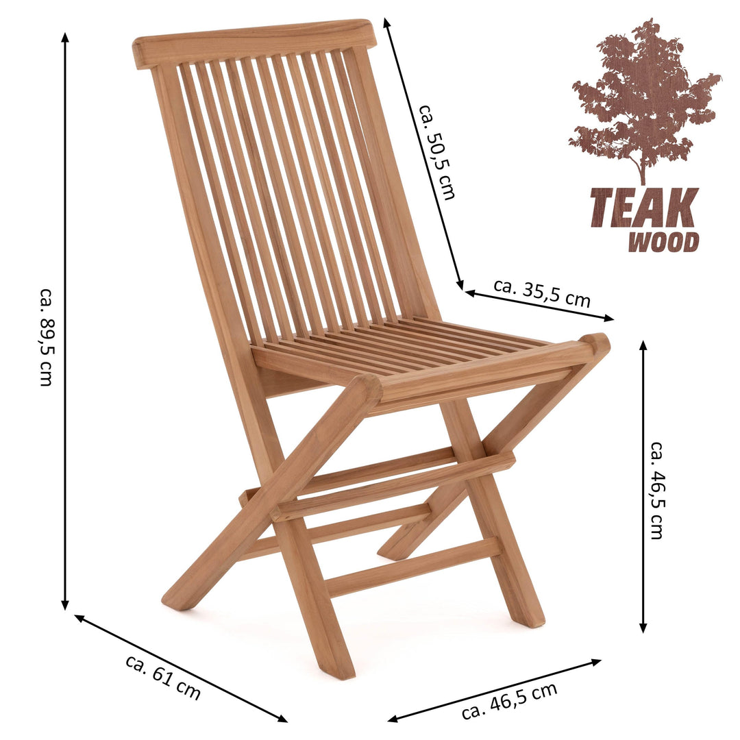 Klappstuhl Teakholz 4er-Set klappbar für Garten und Balkon - Bild 9