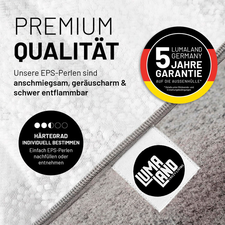 Sitzsack Indoor EPS-Perlen-Füllung 90x110x50cm 250L Hellgrau - Bild 6