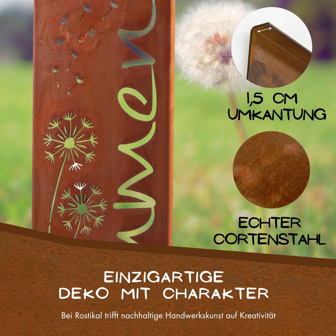 Willkommensschild Cortenstahl Edelrost 71 cm Stele Gartendeko - Bild 3
