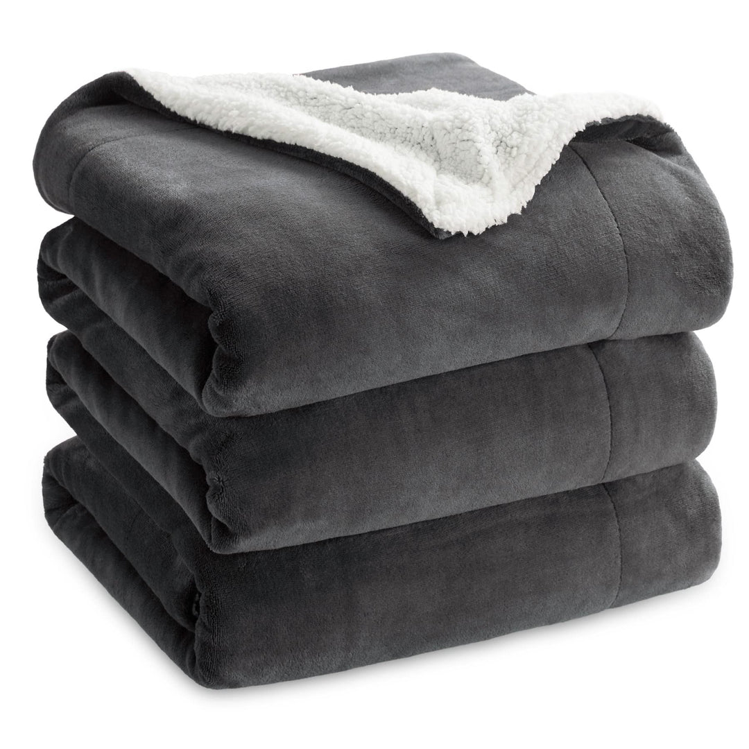 Kuscheldecke Sherpa Flanell 220x240 cm doppelseitig Anthrazit