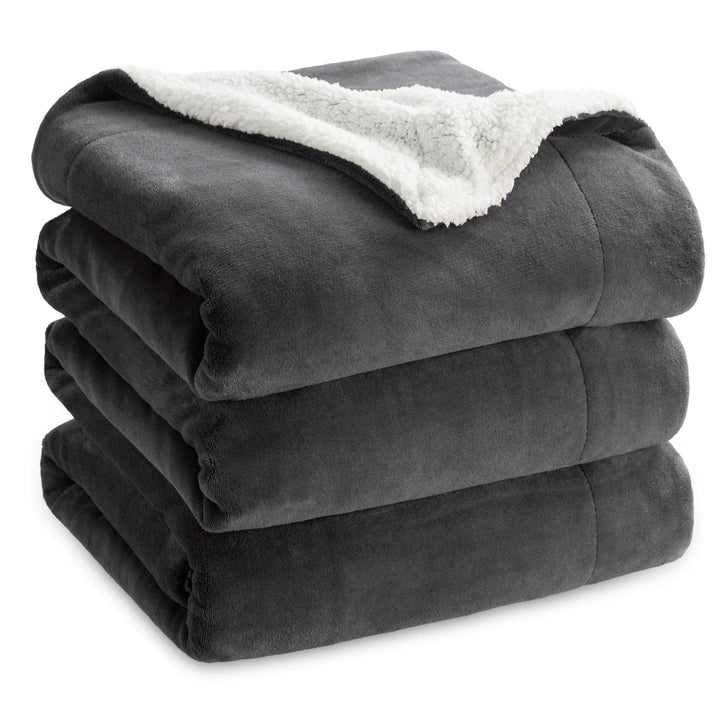 Kuscheldecke Sherpa Flanell 220x240 cm doppelseitig Anthrazit