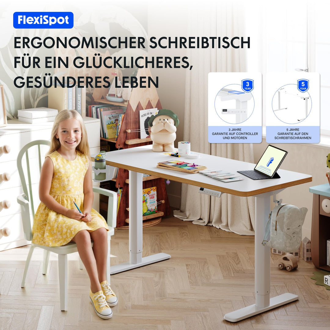 Kinderschreibtisch elektrisch höhenverstellbar 110x52 cm Weiss - Bild 10