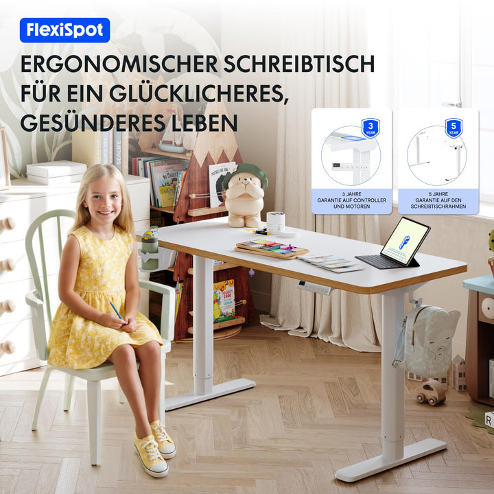 Kinderschreibtisch elektrisch höhenverstellbar 110x52 cm Weiss - Bild 10