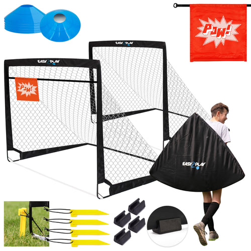 Fussballtor-Set faltbar 2er Kinder mit Schussziel & Tragetasche