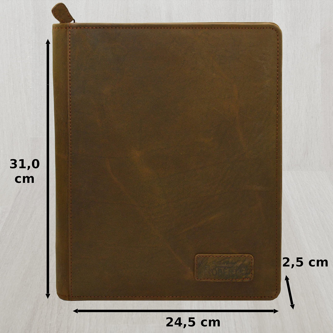 Schreibmappe Echtleder Vintage Braun mit Tablet-Fach für Konferenz - Bild 2