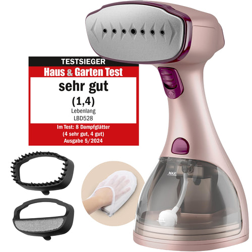 Dampfglaetter 1500W mit LCD-Display 300ml Tank Rosa