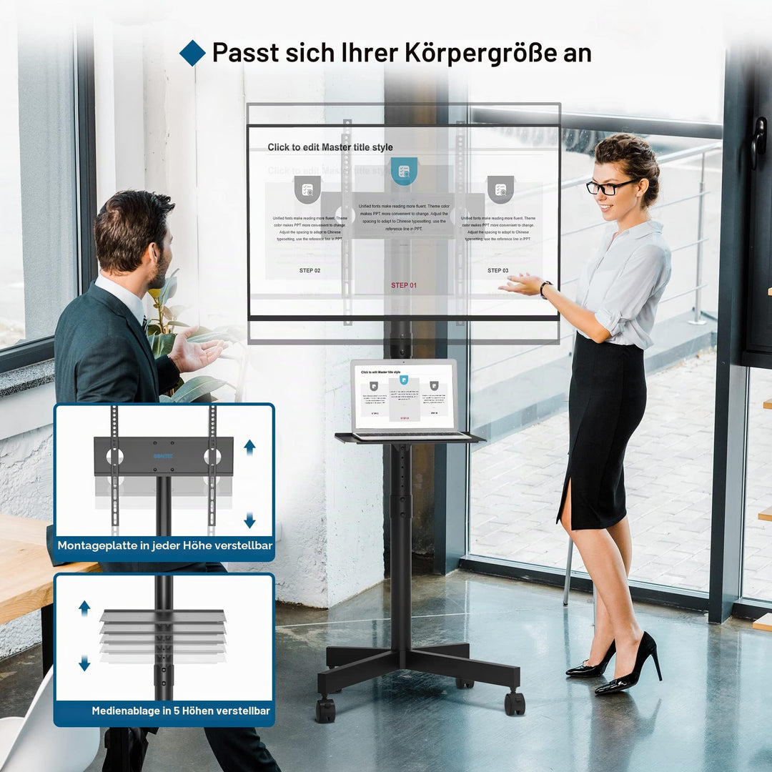 TV Ständer rollbar 23-65 Zoll höhenverstellbar bis 135 cm - Bild 3